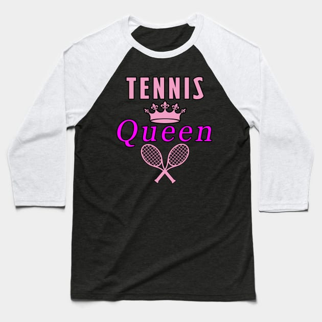 Tennis Queen Baseball T-Shirt by Mamon
